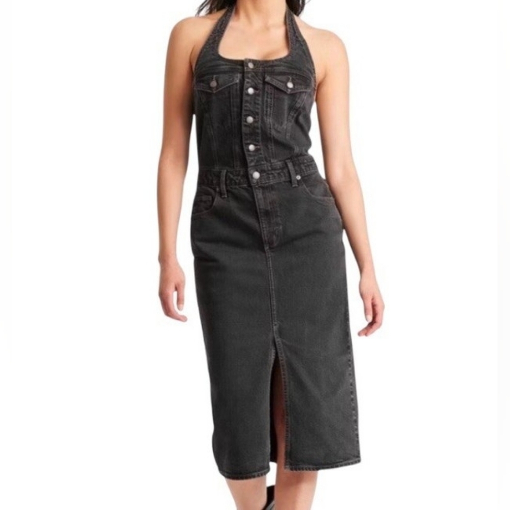 Universal Thread Black Denim Halter Dress Size 16 NOWT